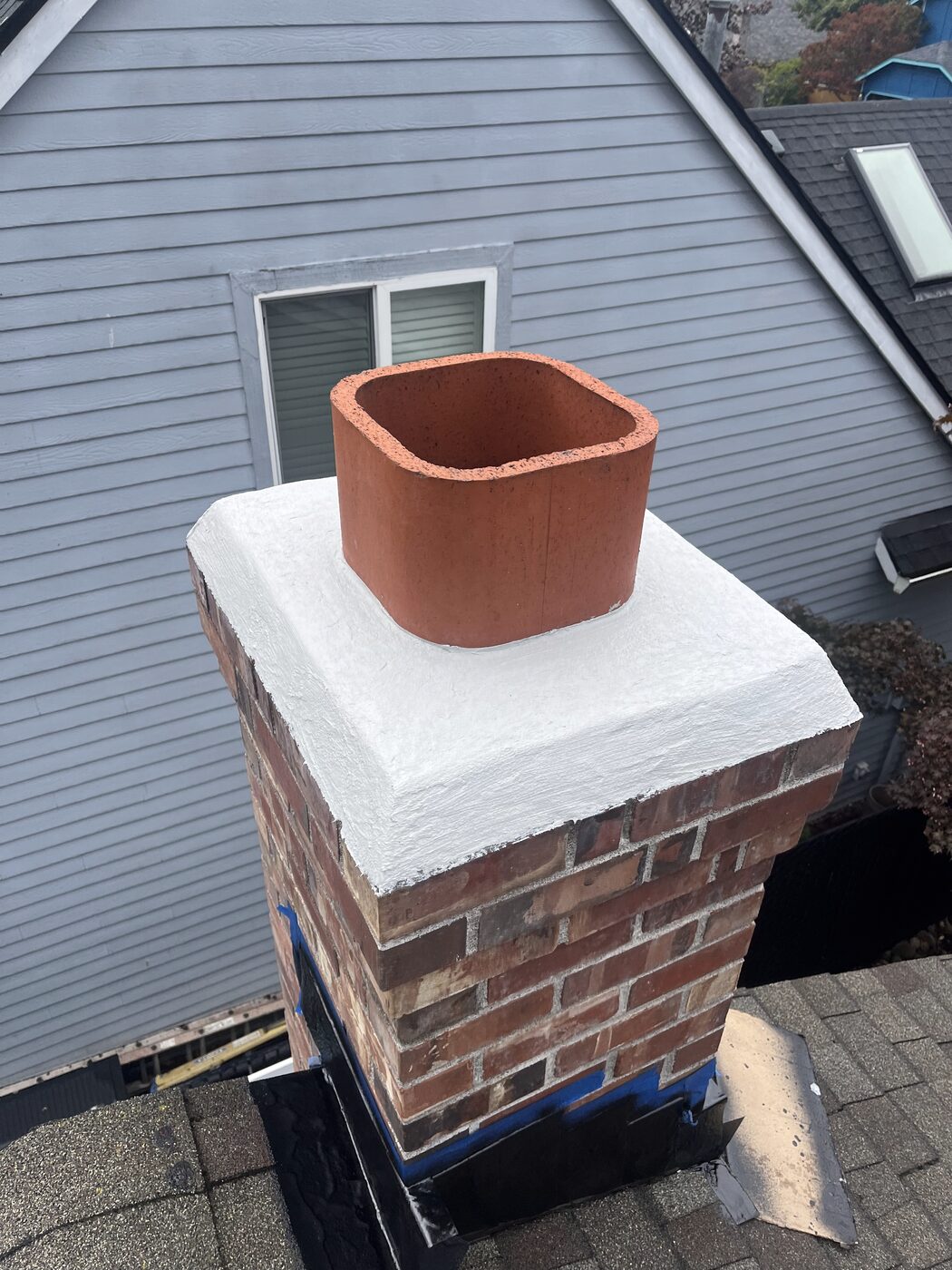 New crown and clay flue pot