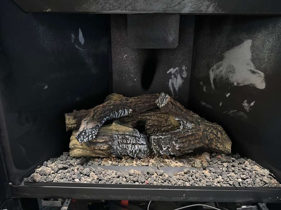 Burner and logs cleaned up